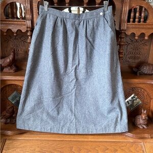 Gray Vintage Cricket Lane Women's Wool Midi Tailored Pleated Skirt Size 12